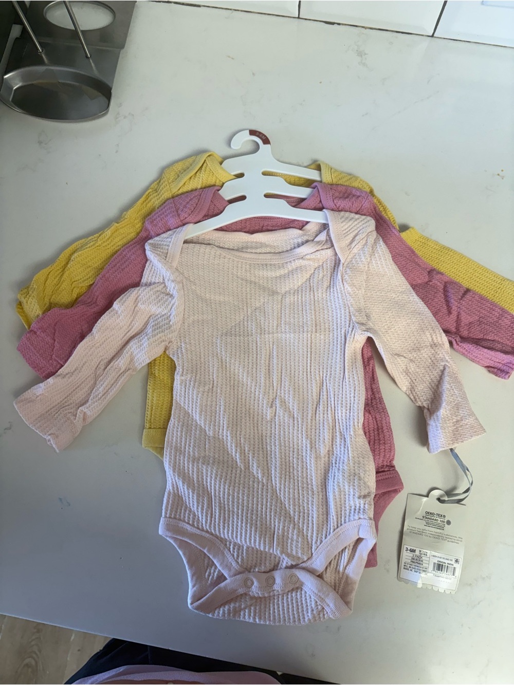 cloud island Blue, White, Gray 3-Pack Long-Sleeve Bodysuits